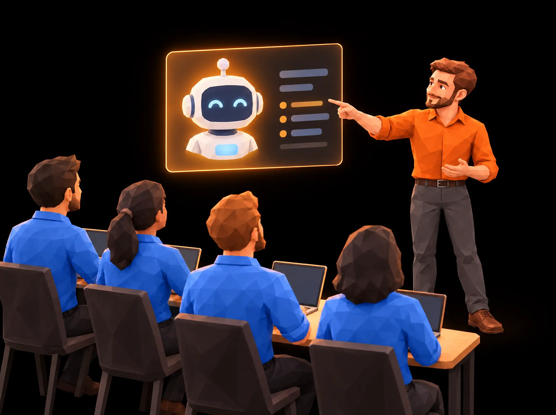 Illustratie: Tulipsoft geeft een AI-training aan een team